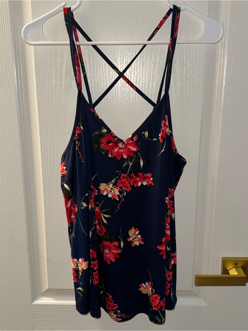 Papermoon Navy Floral Cami with Red Blooms